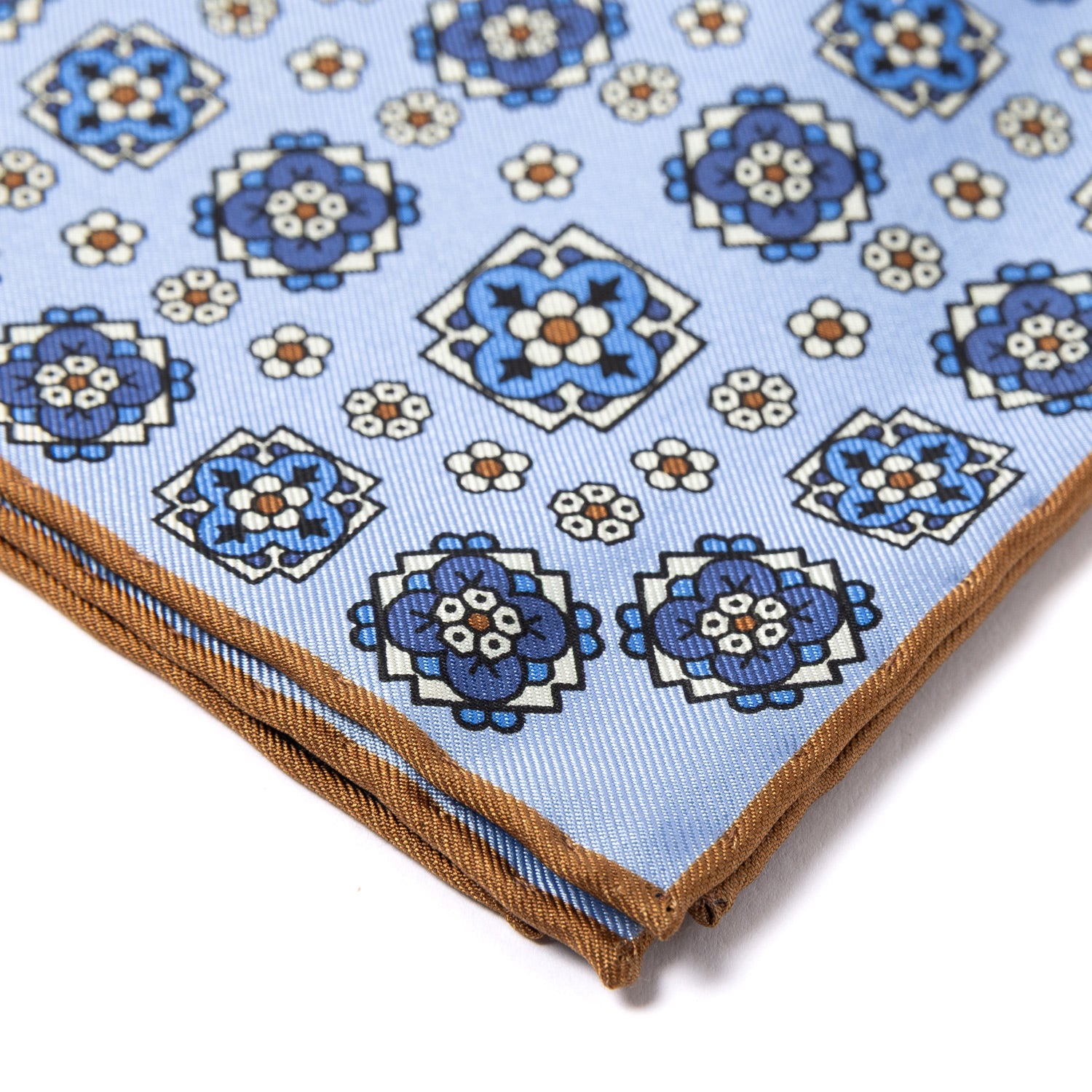 Gemustertes Pochette aus reiner englischer Seide - Handrolliert